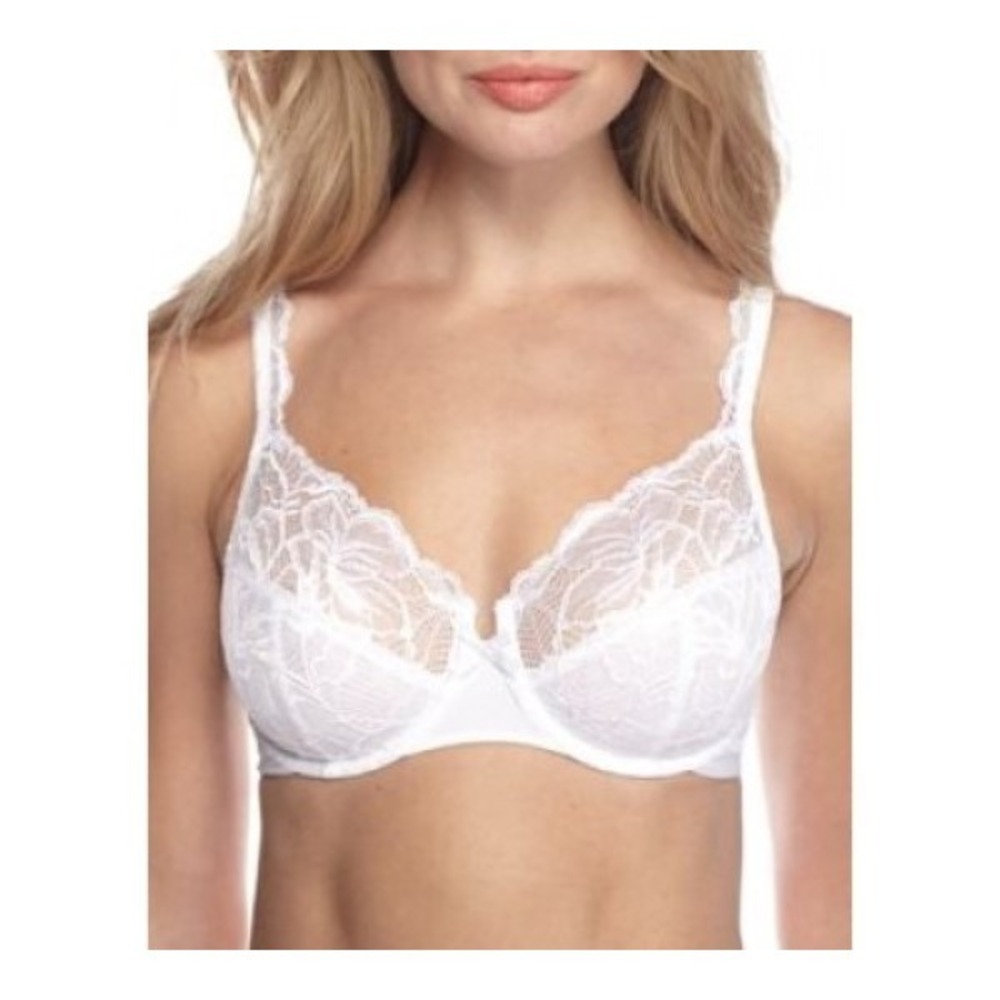 NWT Bali 36D Lace Desire No-Foam Underwire Bra 6543 White #106912
